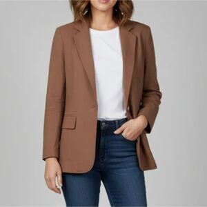 In Loom | Women Brown Linen Blend Blazer Jacket S Lagenlook Minimalist Travel